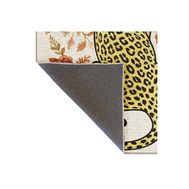 Tapis tissé crème à imprimé tigre Mosso, 2'4" x 3'11"