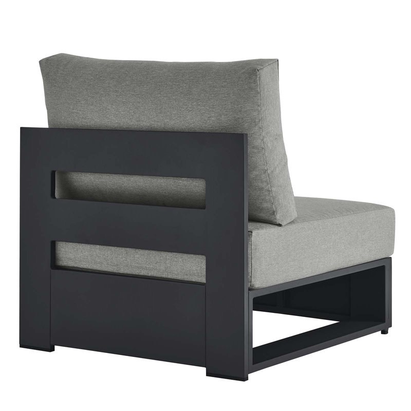 Gray Aluminum Armless Patio Chair with Weather-Resistant Cushions