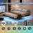 14 Inch Floating Queen Bed Frame With Smart LED Lights And Charging Station, Modern Metal Queen Bed Frame, Easy To Assemble, No Box Spring Needed (Queen)