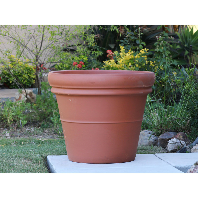 Pot de fleurs extra large en terre cuite à bord épais Deroma - Intérieur/Extérieur, 18,5 po x 16,5 po