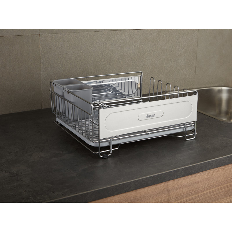 Swan SWKA5050N Dish Rack, Rust Resistant Dish Drainer with Anti Slip Feet and Drip Tray, Chrome