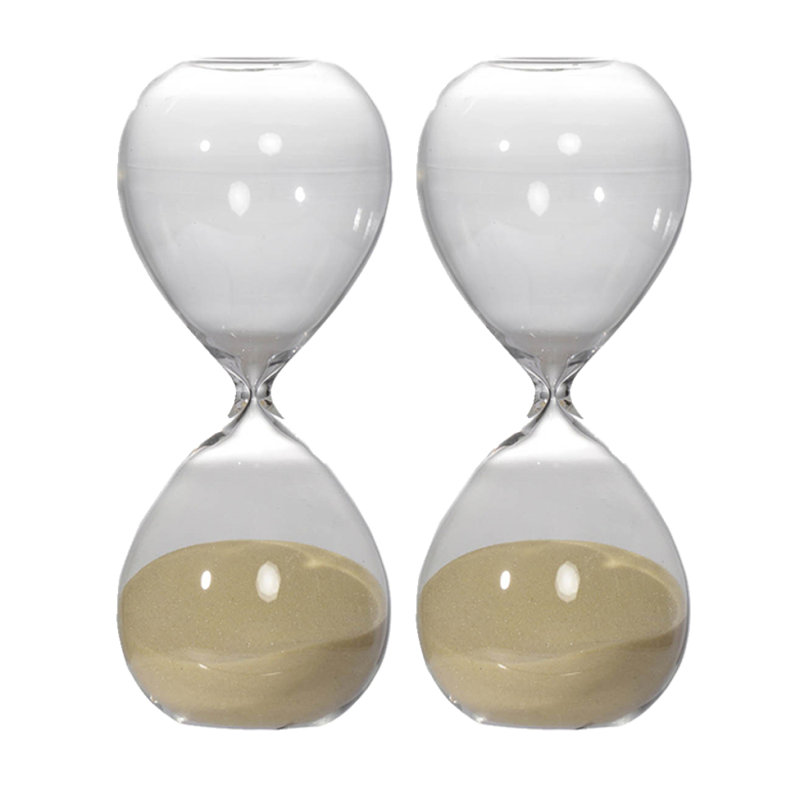 Ensemble de 2 sabliers Ferdinand 30 minutes, sable bisque 8 po, Beige / Crème, 2, H 8,11 po x l 6,11 po x P 3,11 po