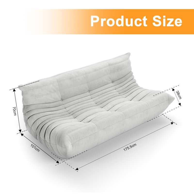 Fauteuil à billes 3 places sans accoudoirs, Microfibre / microsuède blanc