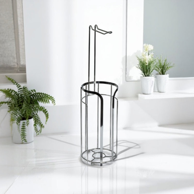 Dante Free Standing Toilet Paper Holder, Chrome