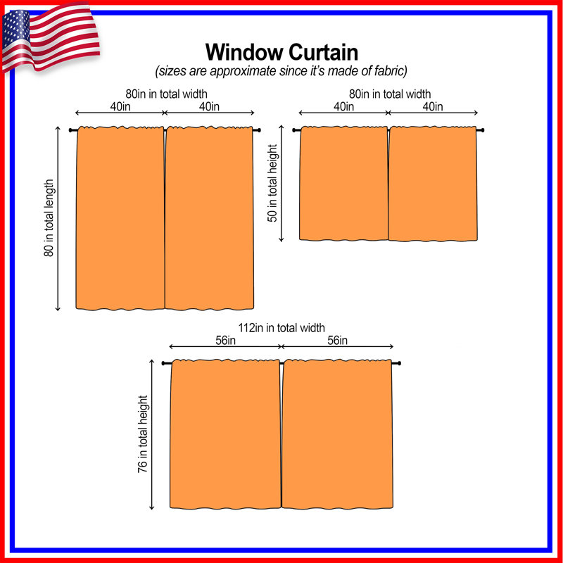 Rideaux de fenêtre unis à fond orange uni transparent et obscurcissant - 2 panneaux, 20 po x 50 po - 2 panneaux, Transparent