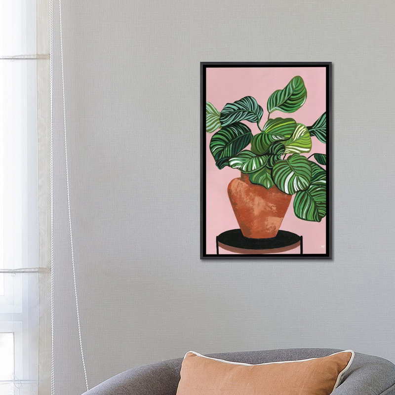Impression d’art graphique Calatheas par Bria Nicole, Pas de tapis, H 26 po x l 18 po x 1,5 po, Toile avec cadre noir patiné