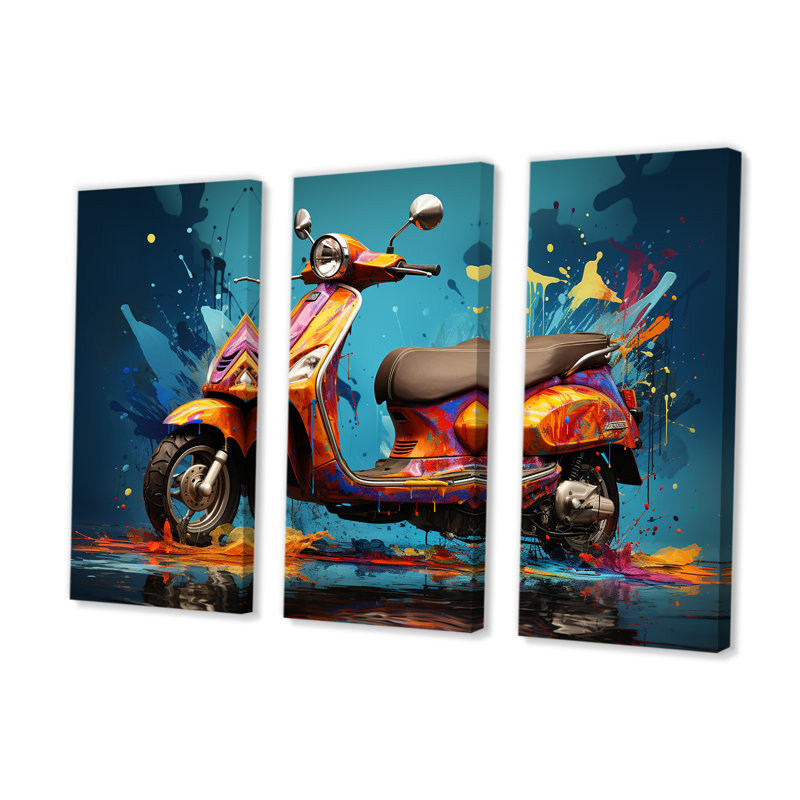 Graffiti Scooter Delight - ensemble d'art mural sur toile Scooter, H 40 po x l 60 po