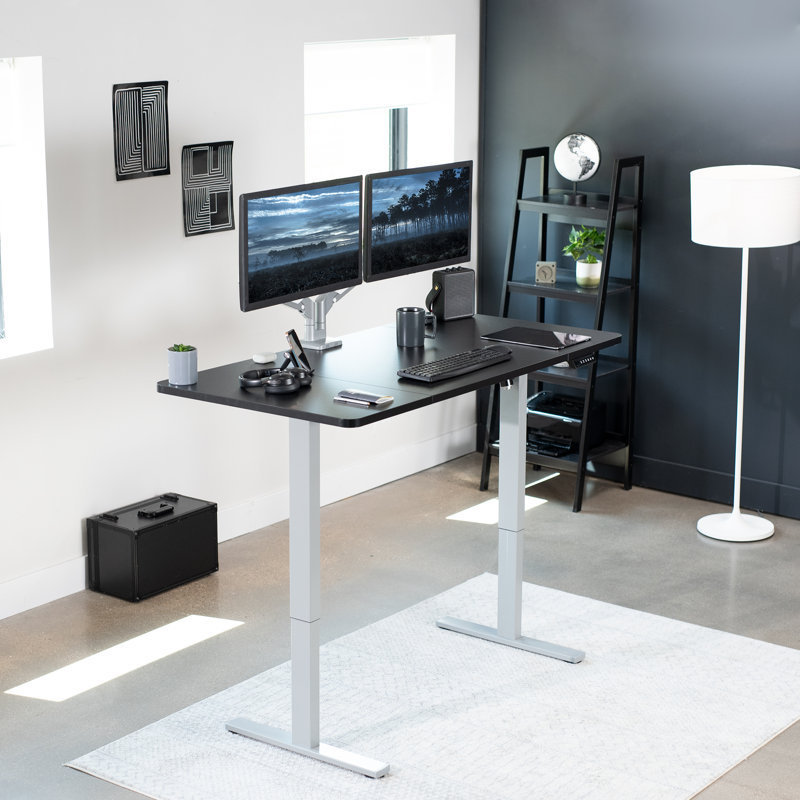 VIVO Single Motor Electric Desk with Push Button Memory Controller, White/White, 48.5" H x 60" W x 30" D