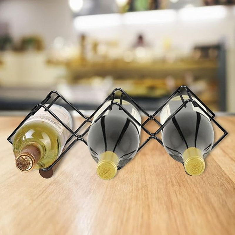 Support à vin de table autoportant 5 bouteilles | Support à vin de comptoir, parfait pour le décor de la maison et le support de rangement de cuisine, bar, cave à vin, armoire, garde-manger, support à vin, porte-bouteille de rangement de boissons, noir