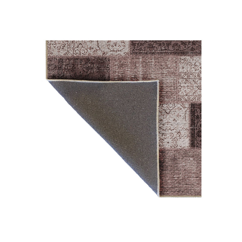 Tapis brun tissé à motif patchwork lavable Mosso, 3'11" x 5'11"