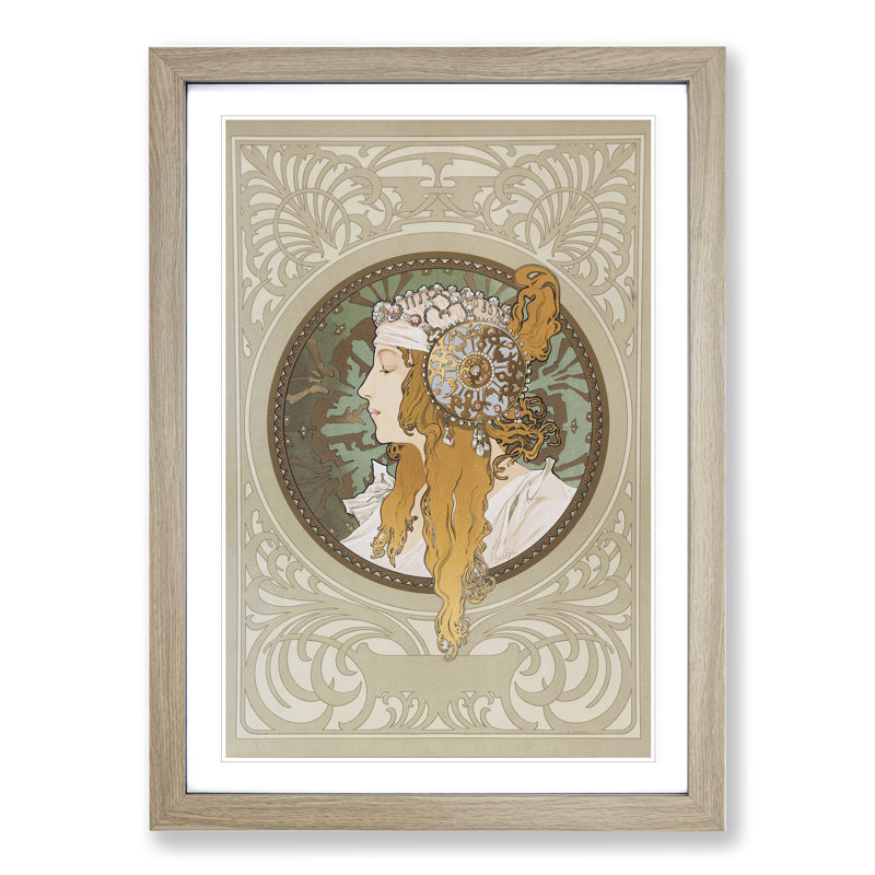 Byzantine by Alphonse Mucha - Picture Frame Painting, 36cm H x 27cm W x 2cm D, Oak Framed