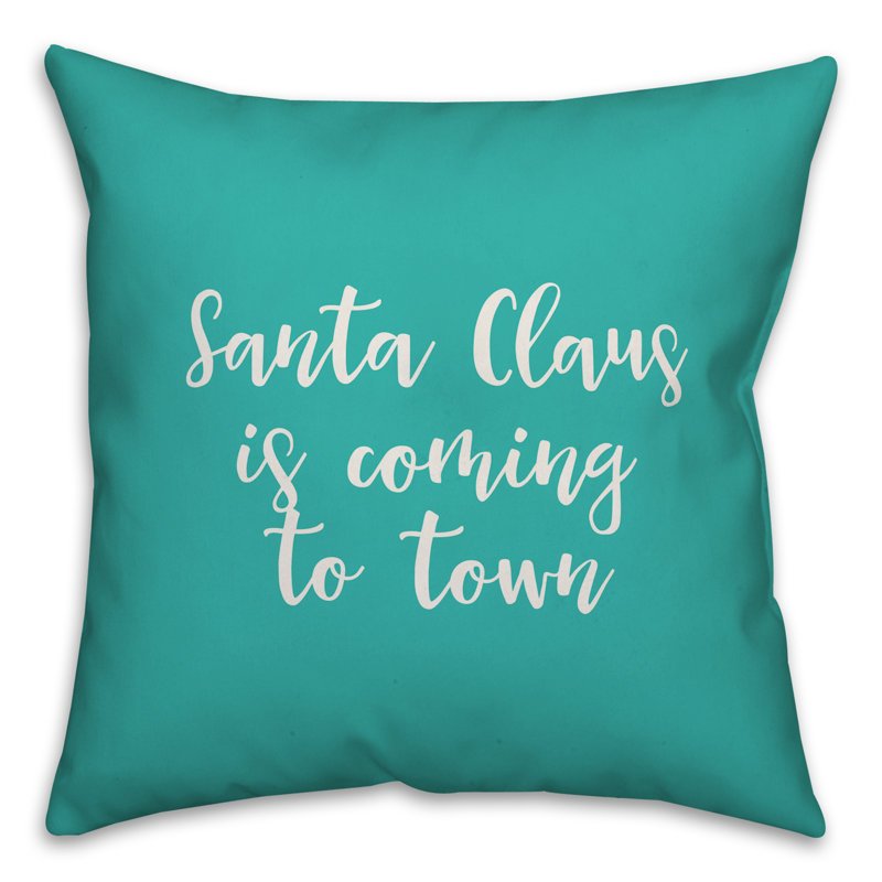  Coussin décoratif Le Père Noël arrive en ville, Bleu sarcelle, Coussin décoratif