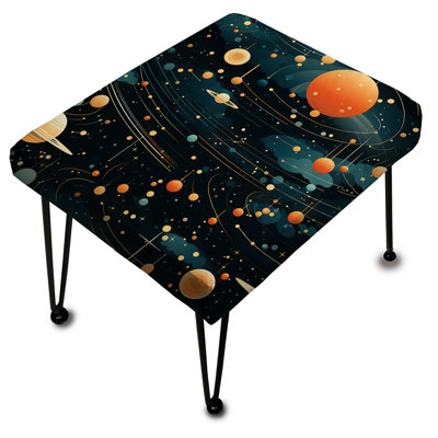 Taches de science-fiction orange et bleues - Repose-pieds rectangulaire abstrait
