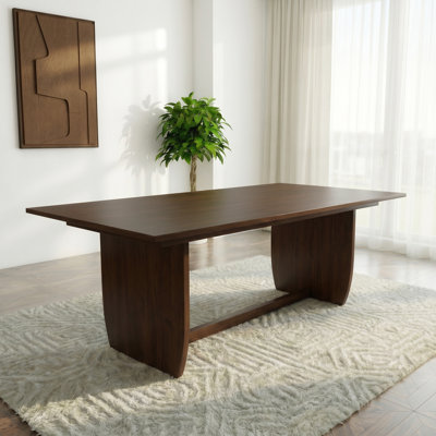 Dublin Solid Wood Dining Table with Trestle Base in Warm Walnut Finish