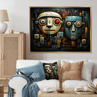 «Blue and Beige Robot Revolution - Science Fiction», art encadré
