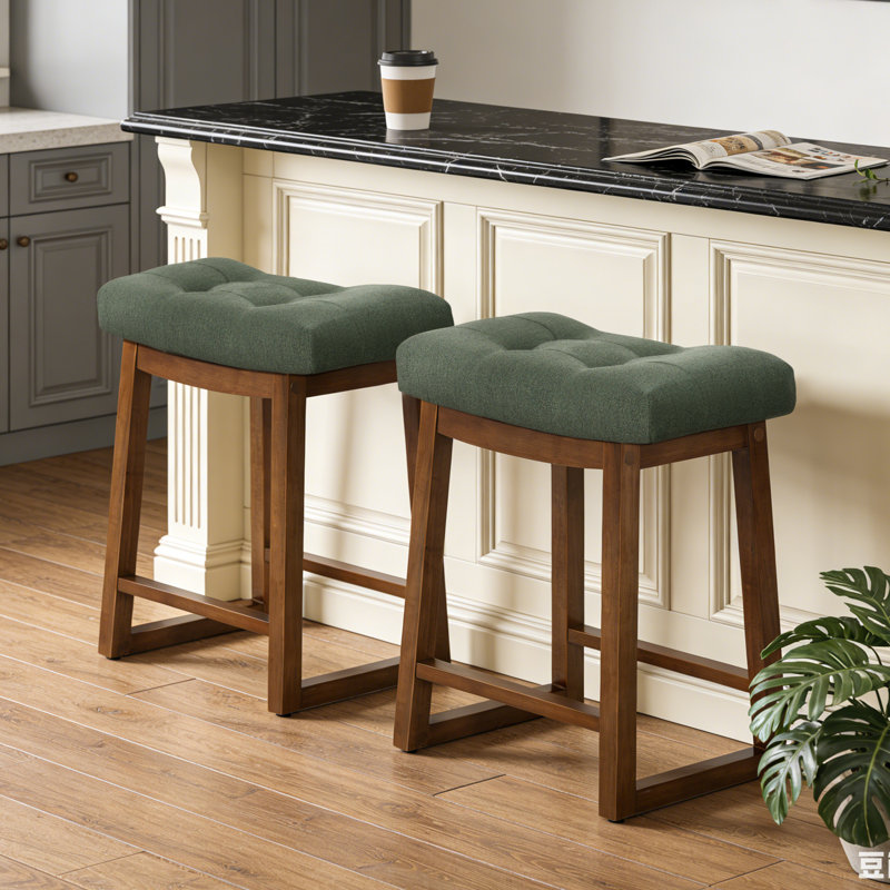 Tabouret de bar 24 po Cindina, Lin vert / bois