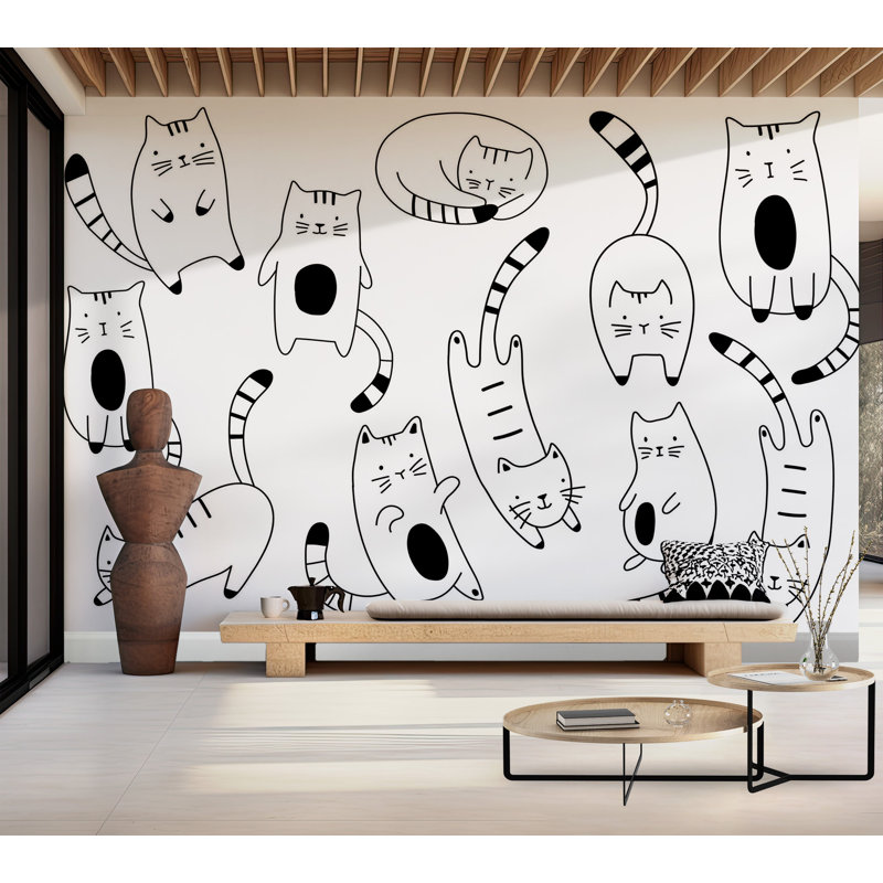 Papier peint de qualité supérieure - Chats mignons, L 144 po x l 210 po