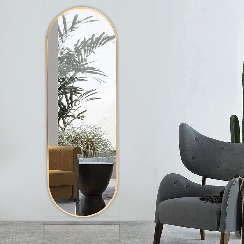 Metal Oval Mirror, 160 cm H x 50 cm W