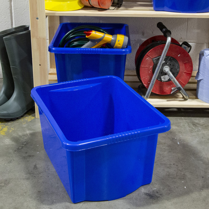 Wham Stack & Store 16L Plastic Organiser Box Red, Blue