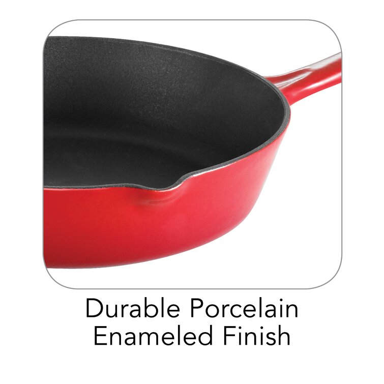 Tramontina 8 Inch Non-Stick Skillet ~ Fry Pan ~ Red ~ Porcelain Enamel ~ USA