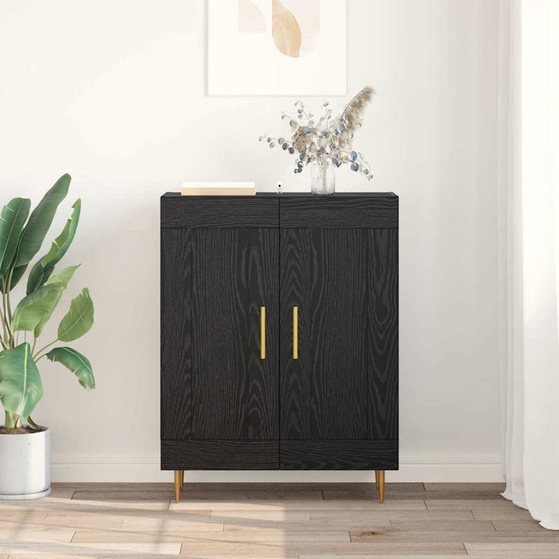  Sideboard Old Wood 69.5 X 34 X 90 Cm Engineered Wood And Iron, Black Oak
