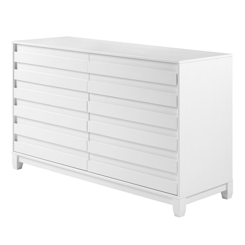 Commode double en bois massif à 6 tiroirs Alsey, Blanc