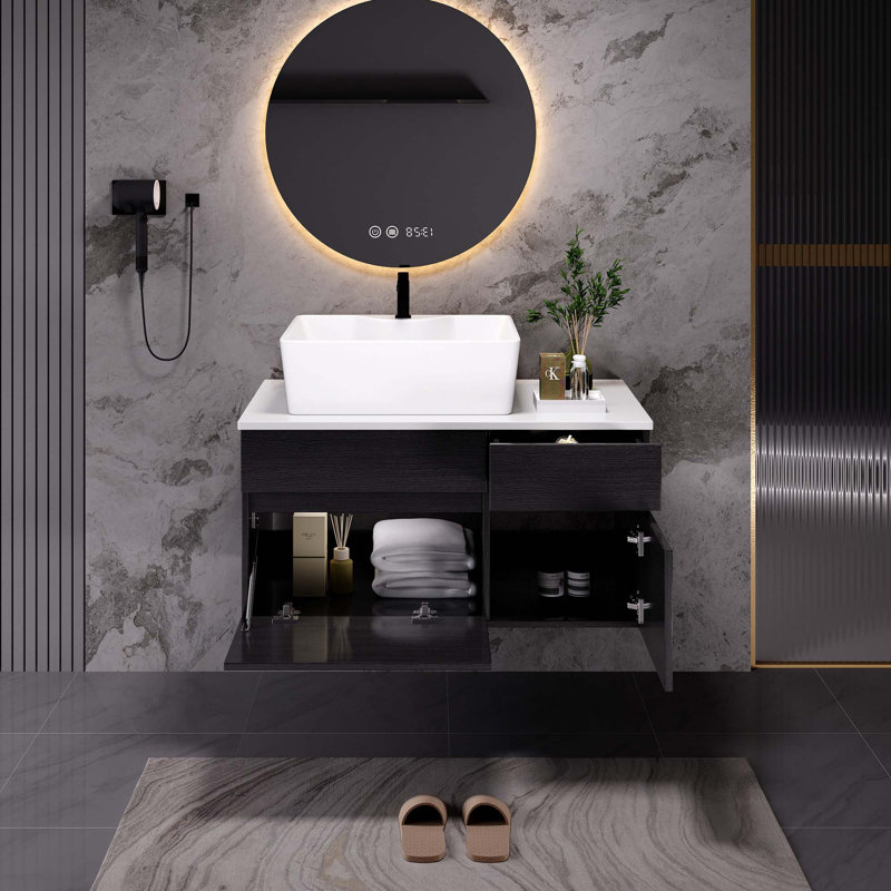 Petit meuble-lavabo flottant simple 31,5 pouces avec lavabo