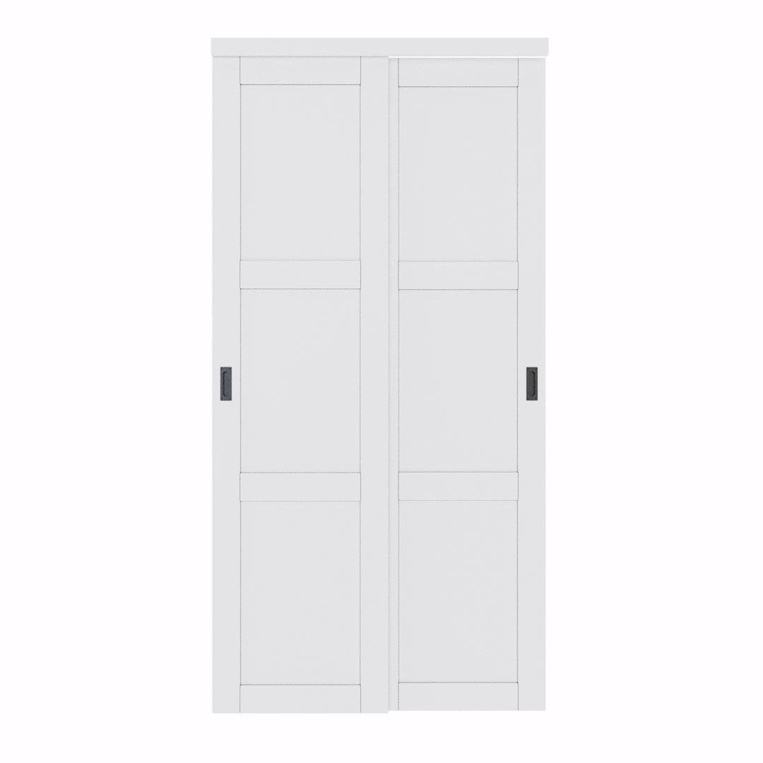96 in. Primed Paneled Pantry Closet Sliding Doors With Hardware & Handles Home Worthy 