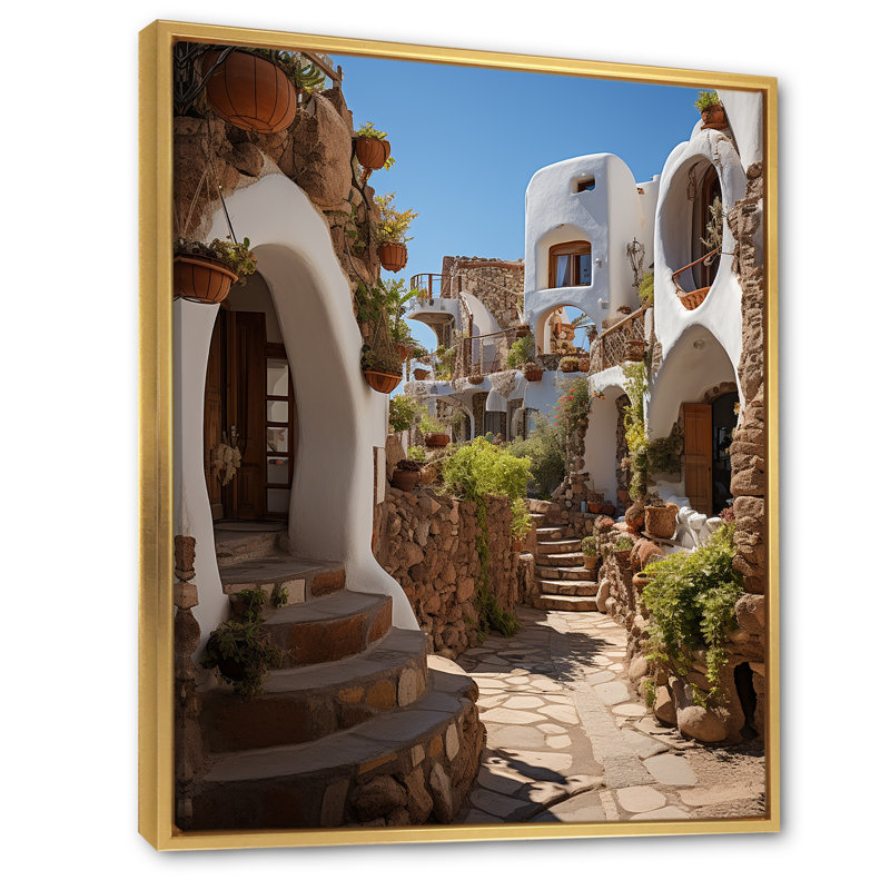 Espagne Espagne Village II - impression, H 32 po x l 16 po x P 1 po, Cadre flottant doré