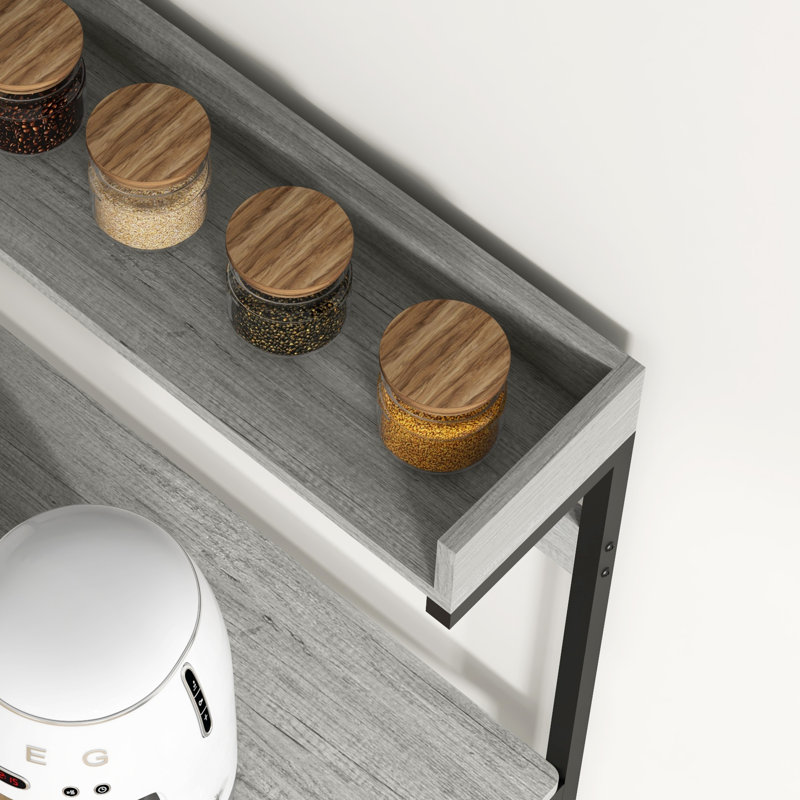 Étagère de cuisine avec prise de courant, tablettes réglables et crochets, H 53,9 po x l 23,6 po x P 16,5 po, Brun