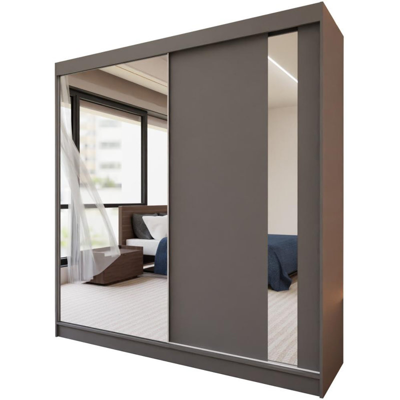 Deeric 2 Door Sliding Wardrobe, Grey