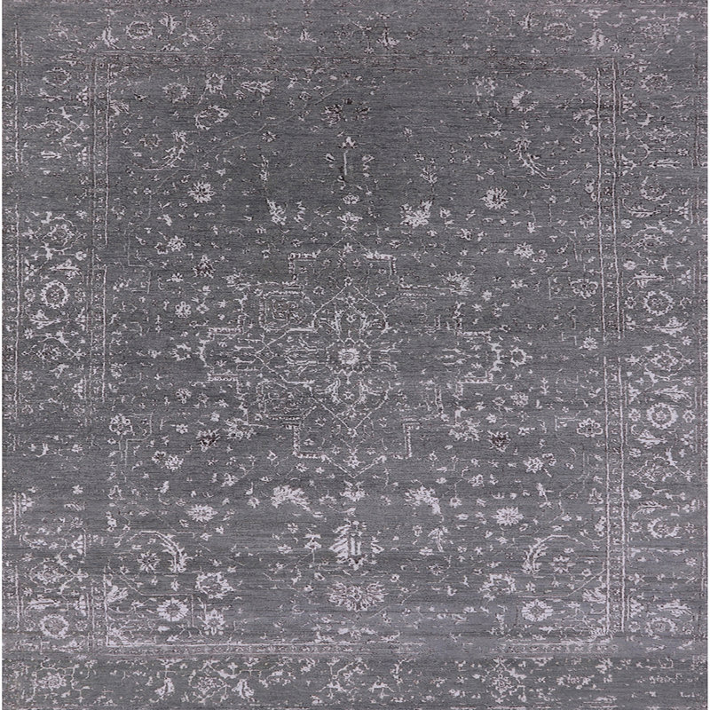 Tapis oriental gris foncé Hampden-Sydney, Carré 8 pi