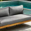 Causeuse d'extérieur moderne en corde de bois d'acacia à tissage de corde avec sièges profonds et coussins-674371150