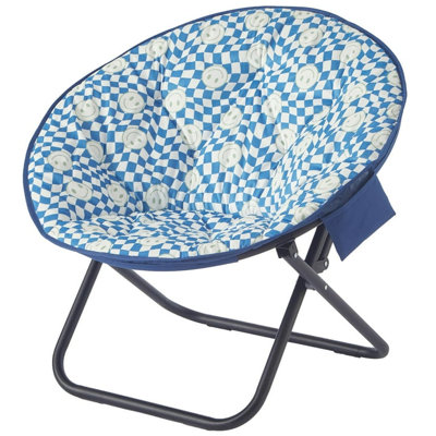  Fauteuil à soucoupe imprimé à carreaux bleu Smiley Face