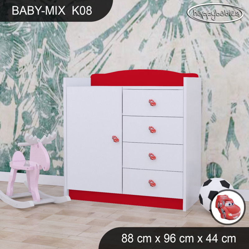 Baby Mix Kids 4 - Drawer Dresser, Red