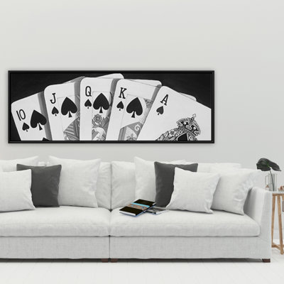 Black and White Card Game | Man Cave Framed Canvas Decor