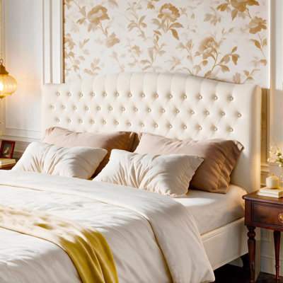 Button-Tufted Upholstered Headboard with Wall-Mount Option