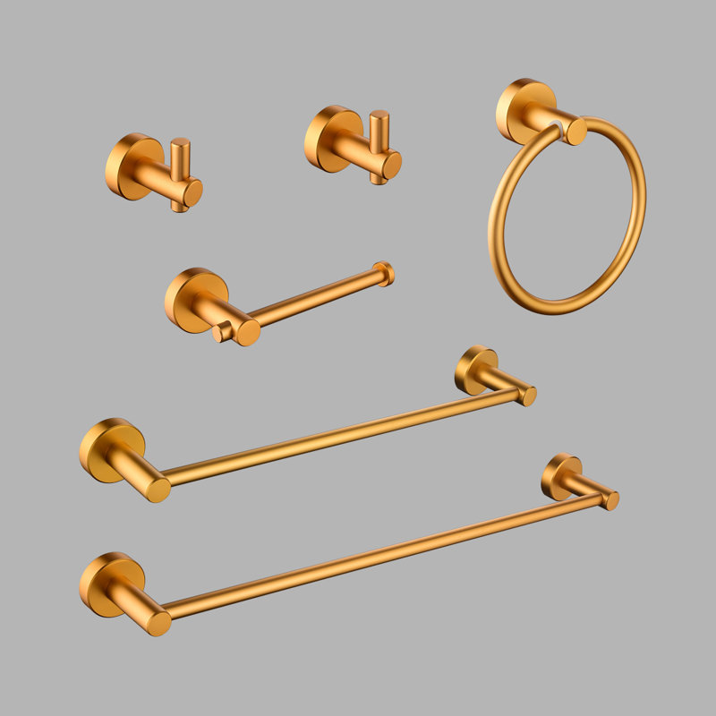 Ensemble de quincaillerie de salle de bain 6 pièces, Doré