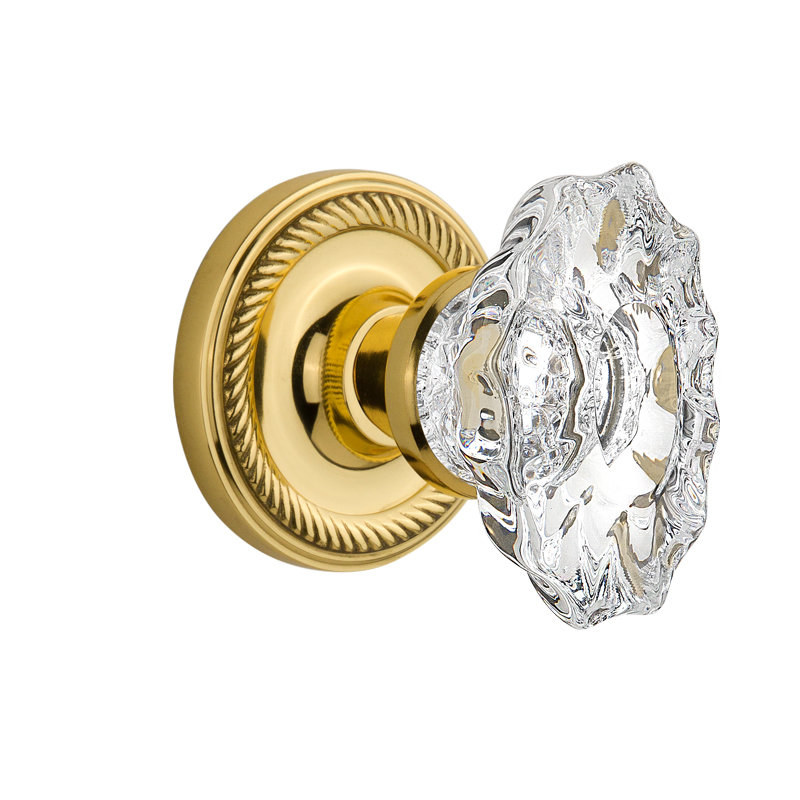 Rope Rosette with Chateau Door Knob, Unlacquered Brass