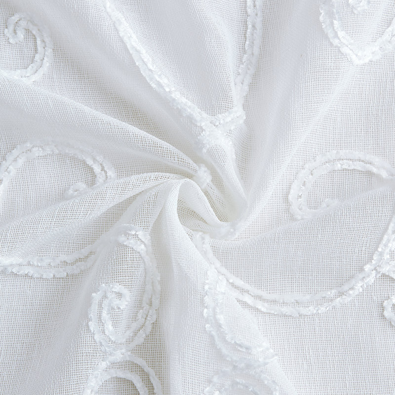Niyaz Semi Sheer Curtain Pair, White, 76" W x 84" L