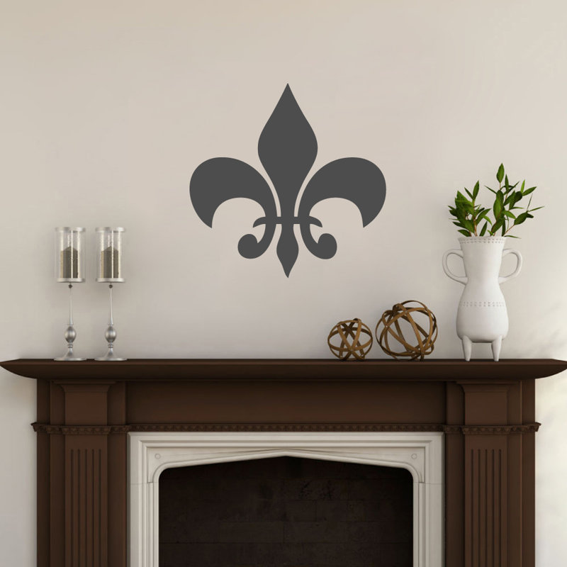 Adhésif décoratif fleur de lis, Gris foncé