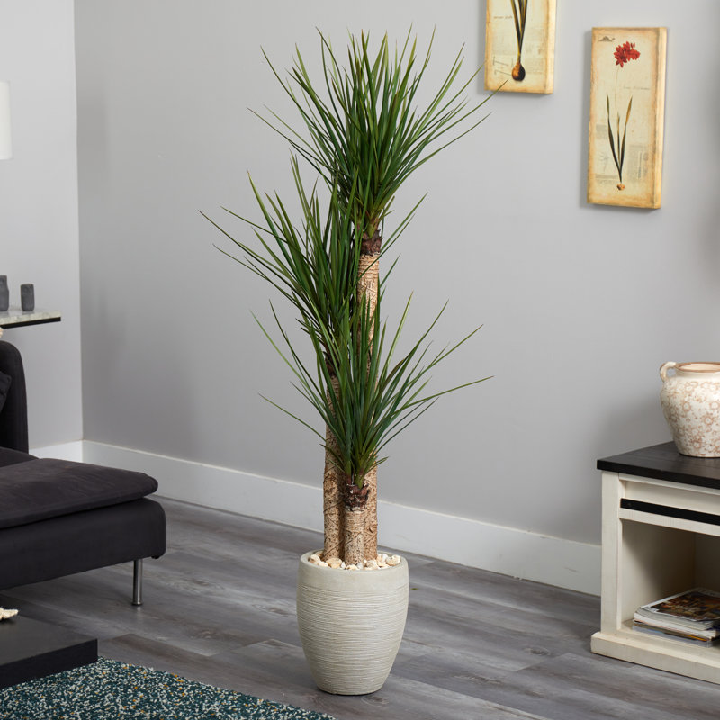 64'' Faux Yucca Tree in Earthenware Pot