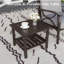 Table d'appoint d'extérieur 19 po carrée en métal brun, table de bout pour terrasse toutes saisons à 2 niveaux-275982460
