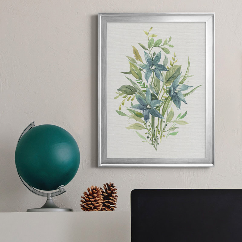 «Greenery I» - Peinture sur toile encadrée, H 22,5 po x l 30,5 po x P 1,5 po, Argent