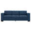 Canapé bleu rembourré 2 + 3 places pour le salon, accoudoirs carrés avec porte-gobelet et rangement, conception de coussin à ressorts hélicoïdaux confortable, coussin éponge haute densité, dispositif de rangement-741072245