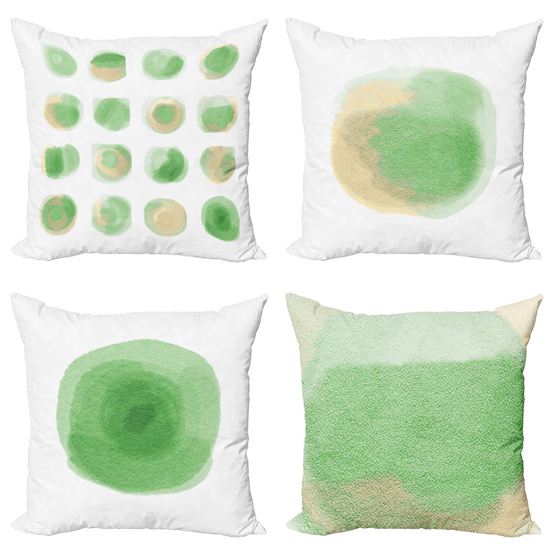 Everts Indoor / Outdoor Abstract Square Throw Pillow Cover, 40cm H x 40cm W x 0.01cm D, Pistachio Green/Ecru