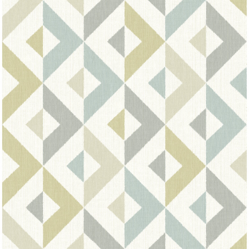 Rouleau de papier peint L 33 pi x l 20,5 po Swindle Linen, Gris / jaune / bleu sarcelle