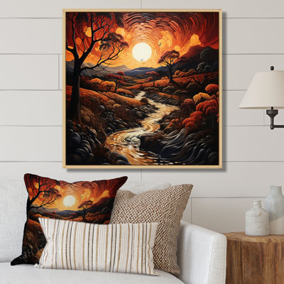 " Countryside Crimson Sunset Landscape V "