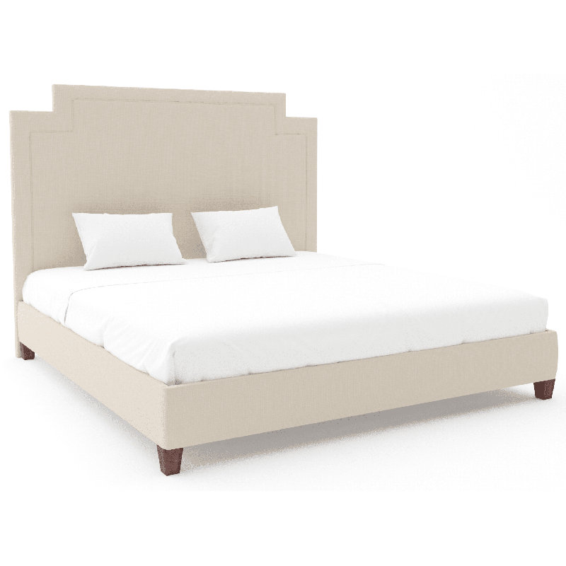 Staunton I Border Bed With 9" Rails, Espresso, Posh Life Performance Velvet Dove, Queen