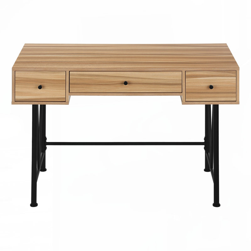 Bureau d'ordinateur, bureau personnel, ordinateur portable, tiroirs de rangement, l 48 po, bureau, stratifié brun, métal noir, transitionnel